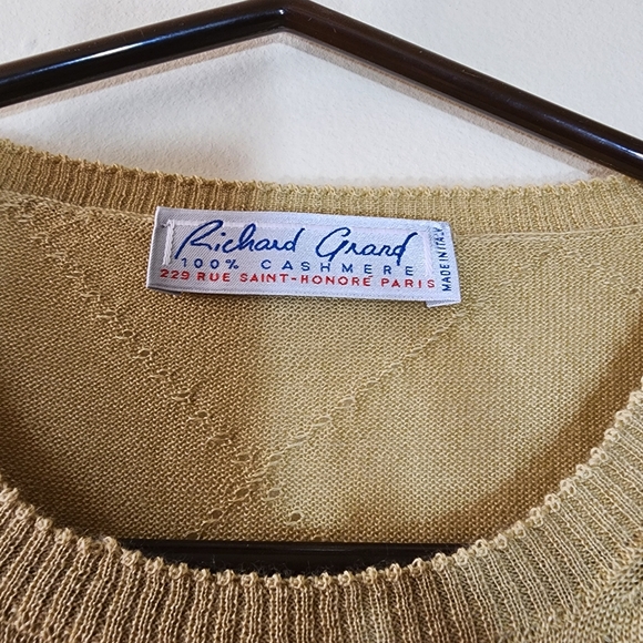 100% Cashmere RICHARD GRAND sand short sleeve sweater - Picture 8 of 10